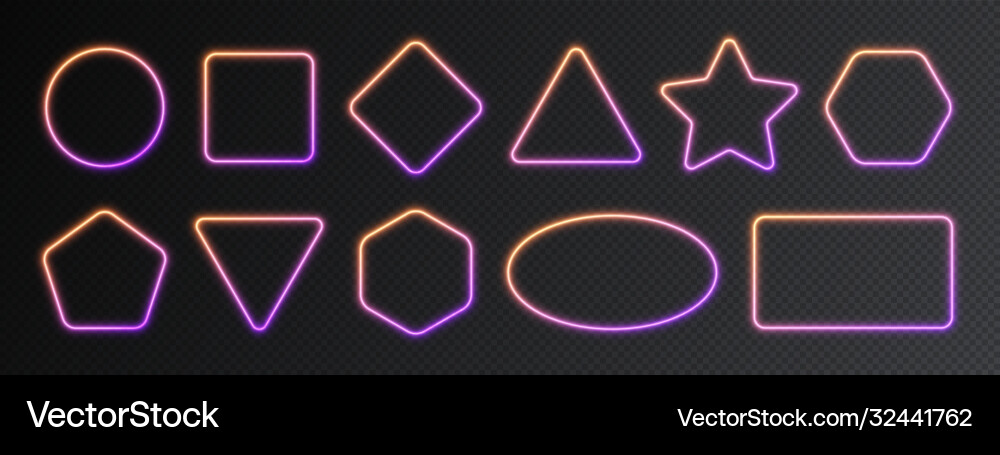 Neon gradient frames set collection yellow Neon gradient frames set collection yellow vector image