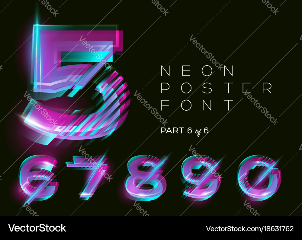 Neon Typeface - Glowing Text Effect Royalty Free Vector