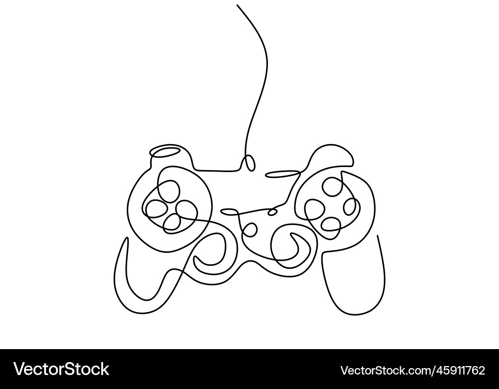 One continuous line drawing of joystick a game One continuous line drawing of joystick a game vector image