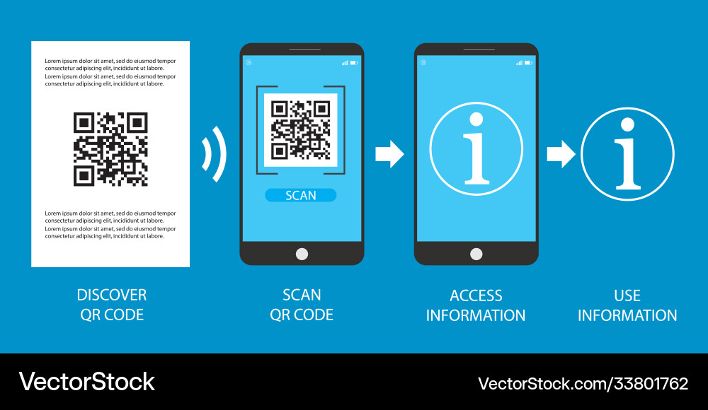 Qr code scan steps on smartphone Vector Image