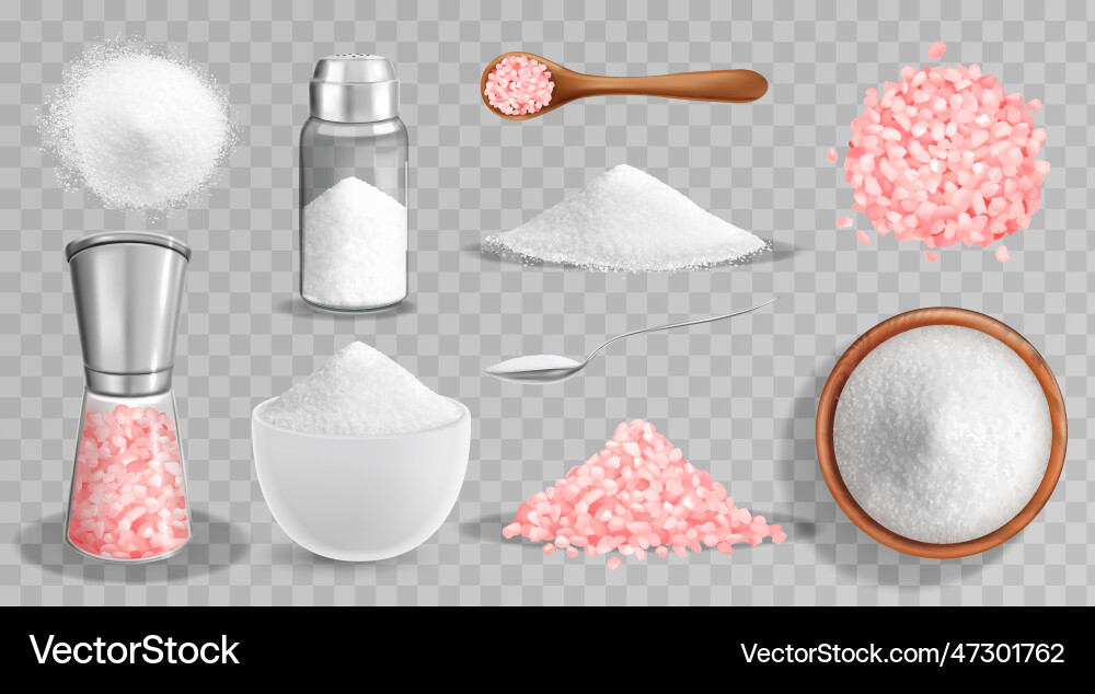 Realistic salt transparent set Realistic salt transparent set vector image