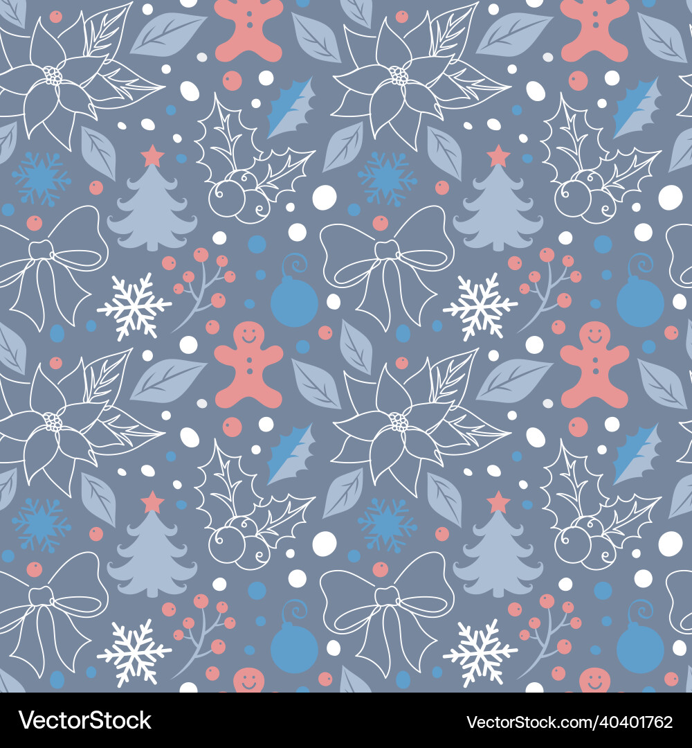 Seamless christmas pattern in a linear style Seamless christmas pattern in a linear style vector image