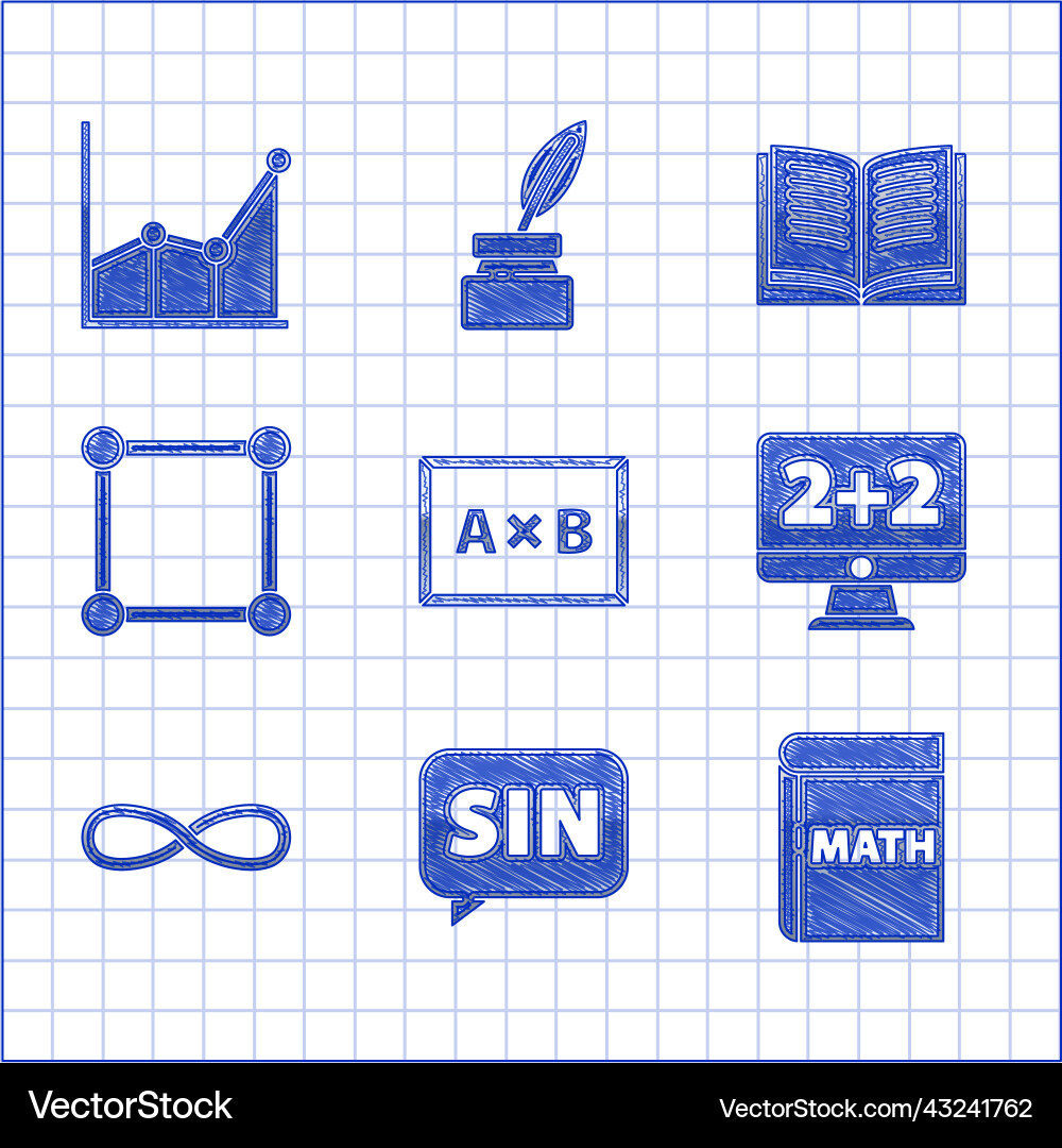 Set chalkboard mathematics function sine book Set chalkboard mathematics function sine book vector image