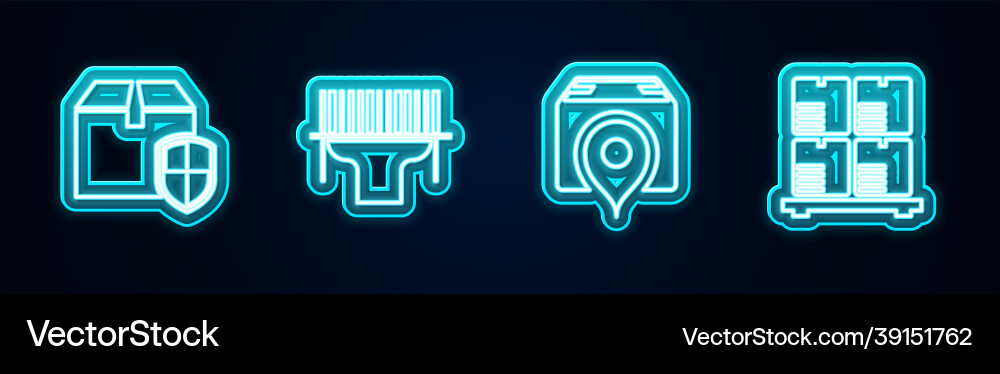 Set line delivery box security shield scanner Set line delivery box security shield scanner vector image