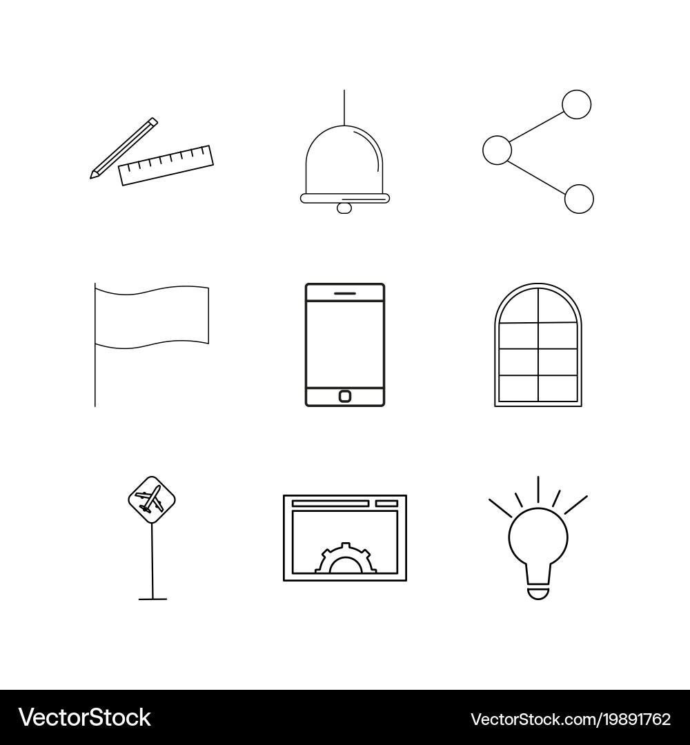Web linear icon set simple outline icons vector image
