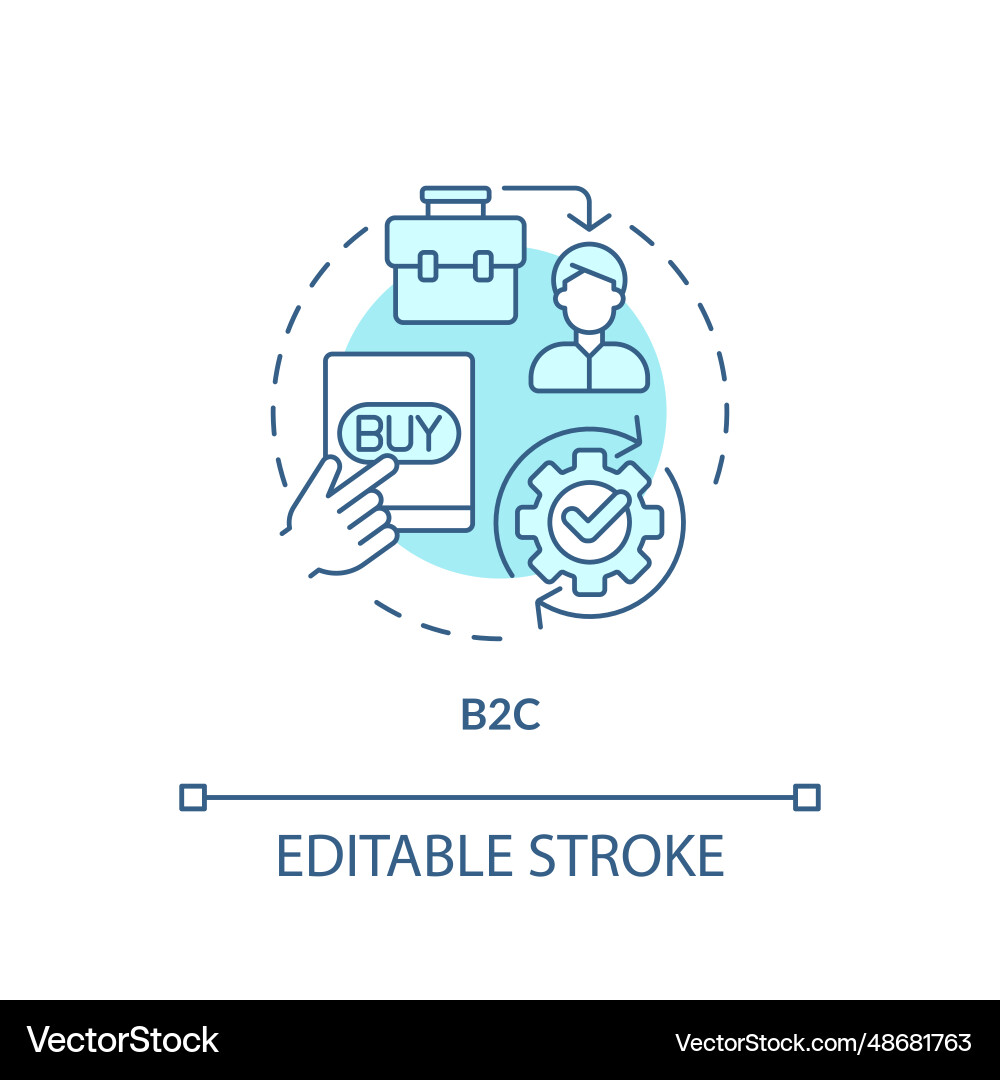 2d customizable blue thin linear icon b2c concept Vector Image