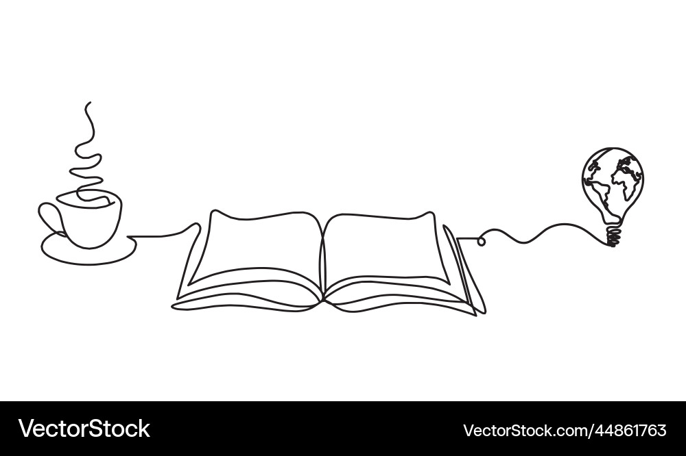 Abstract open book with globe light bulb as line Abstract open book with globe light bulb as line vector image
