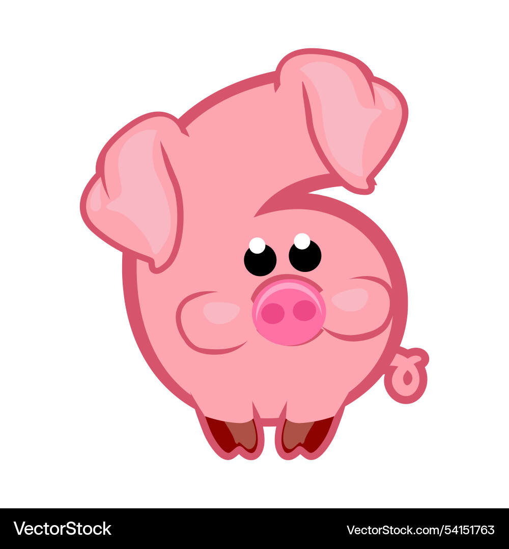 Cartoon number 6 like pink pig figure six Cartoon number 6 like pink pig figure six vector image