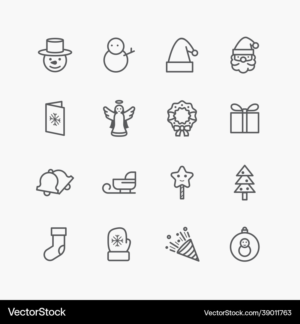 Collection christmas ornament icons on white Collection christmas ornament icons on white vector image