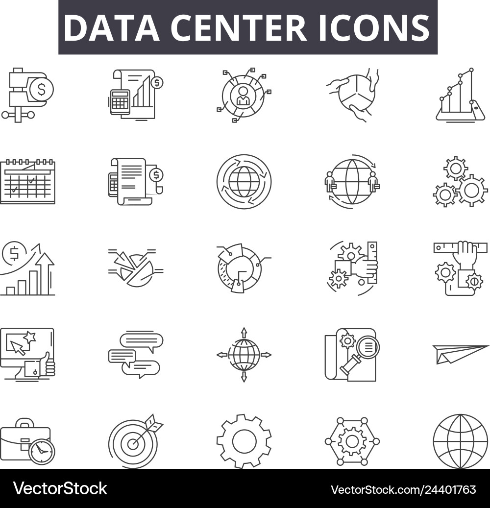 Data center line icons for web and mobile design Data center line icons for web and mobile design vector image