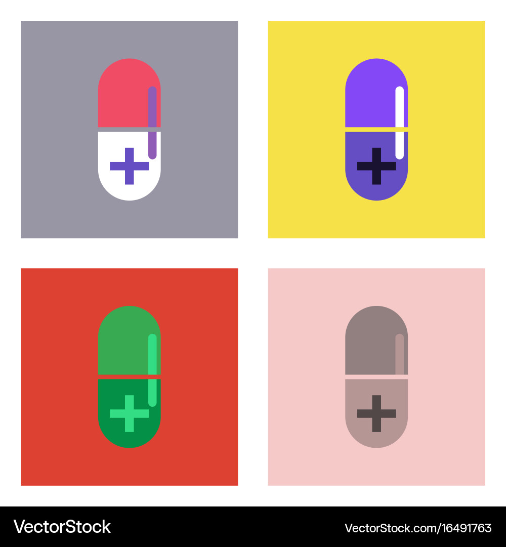 Flat icon design collection capsule with cross Vector Image