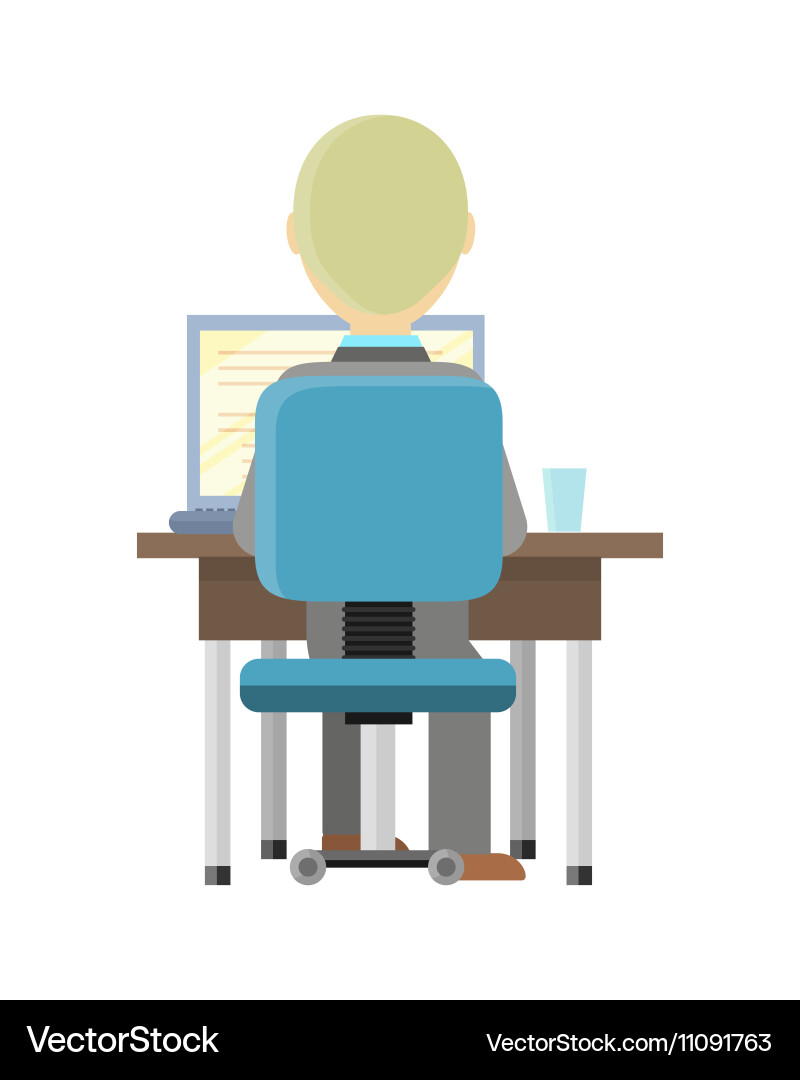 Man working on the computer vector image