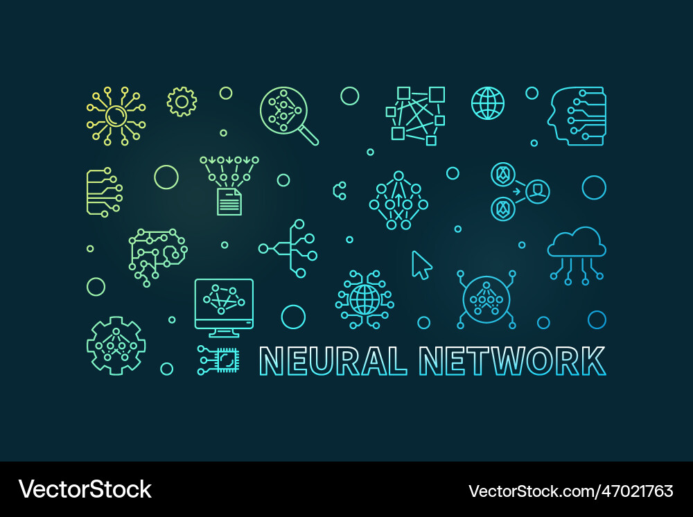 Neural network line horizontal colored banner Neural network line horizontal colored banner vector image