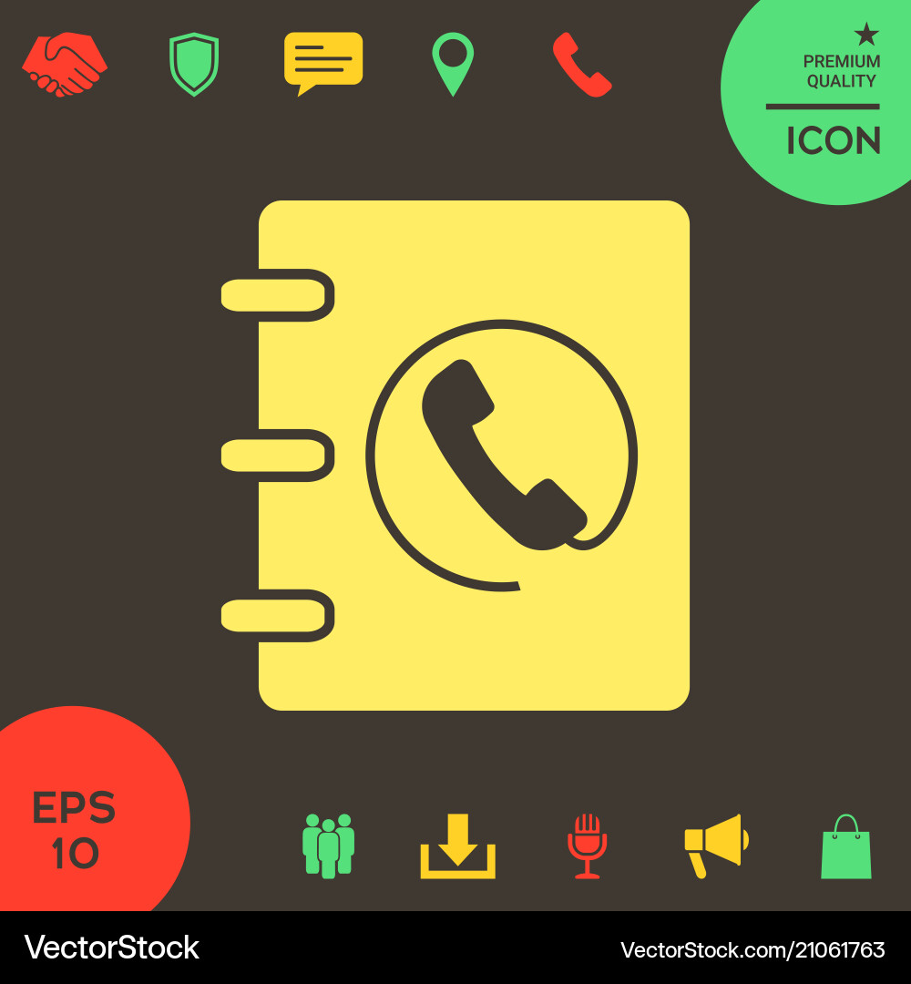 Notebook address phone book icon with handset Notebook address phone book icon with handset vector image