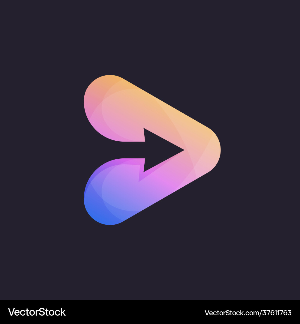 Play media button abstract arrow colorful gradient Play media button abstract arrow colorful gradient Vector Image