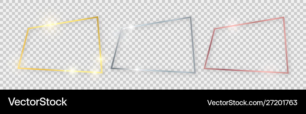 Quadrangular shiny frames with glowing effects Vector Image