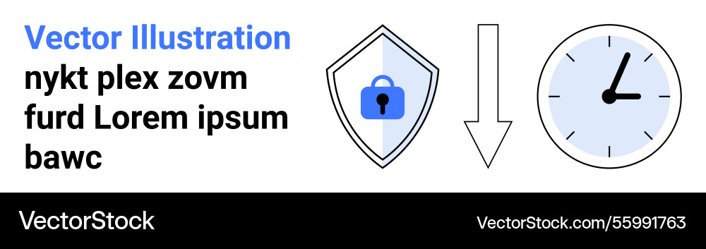 Secure data transfer with shield lock downward Secure data transfer with shield lock downward vector image
