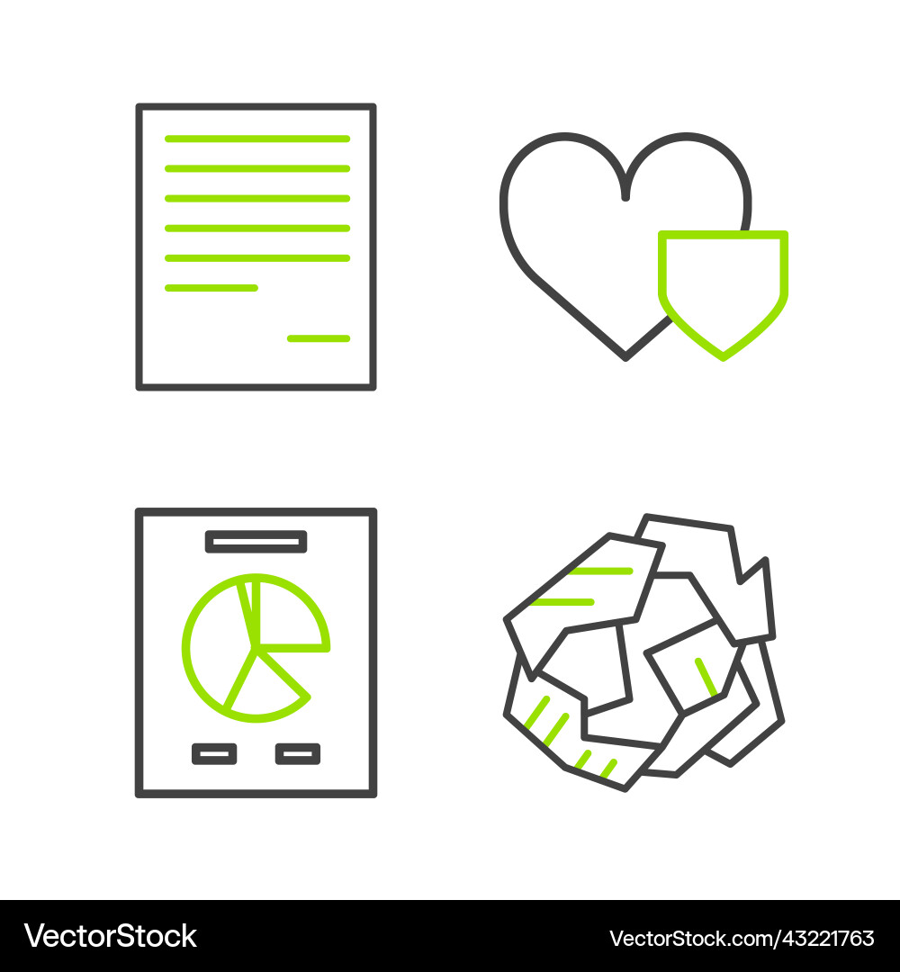 Set line crumpled paper ball document with graph Set line crumpled paper ball document with graph Vector Image