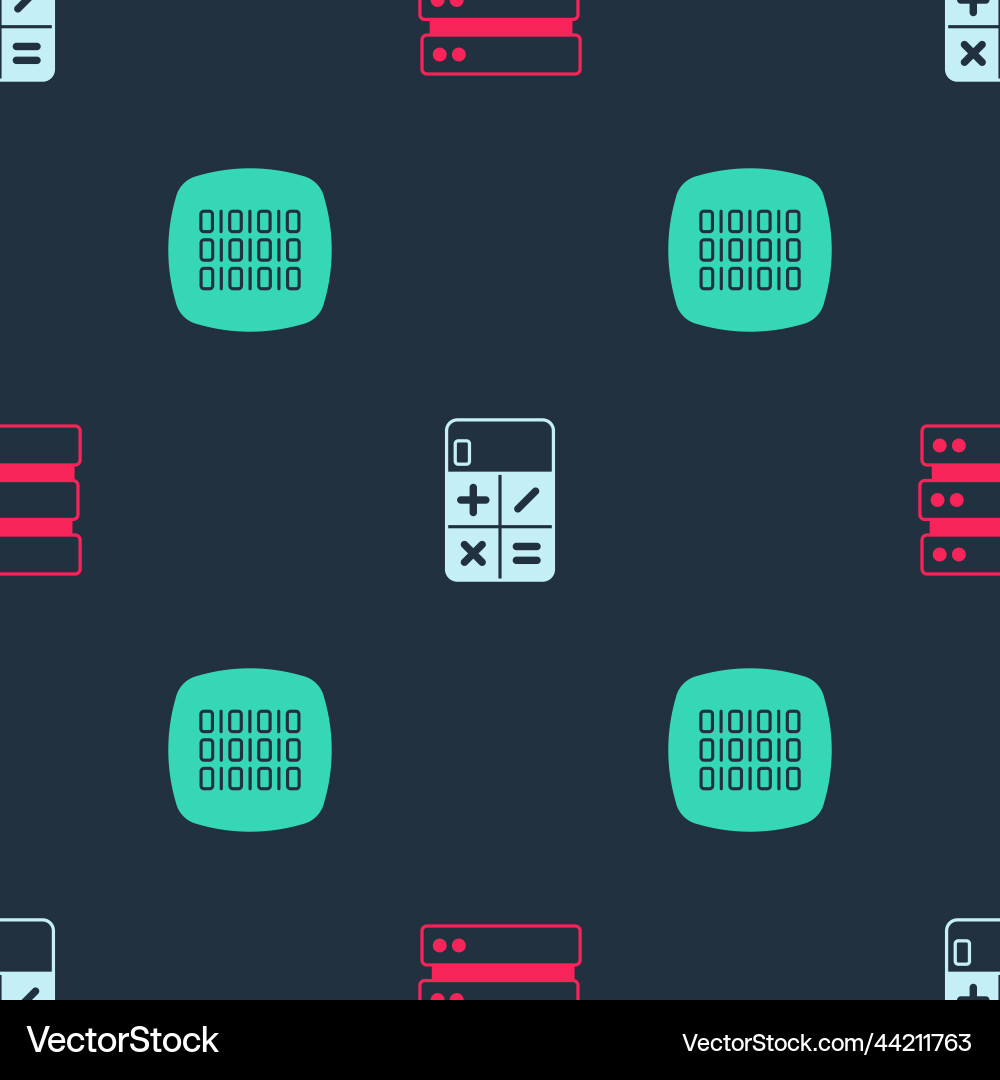 Set server calculator and binary code on seamless Set server calculator and binary code on seamless vector image