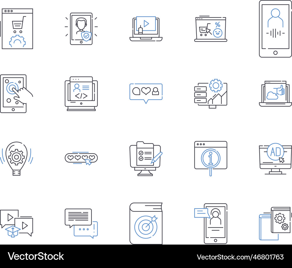 Software engineering line icons collection code Vector Image