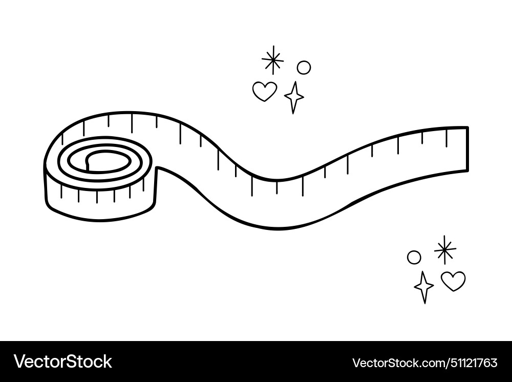 Tape measure doodle outline black and white Tape measure doodle outline black and white vector image