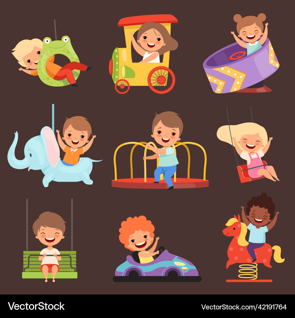Amusement park kids playing happy and funny Amusement park kids playing happy and funny vector image