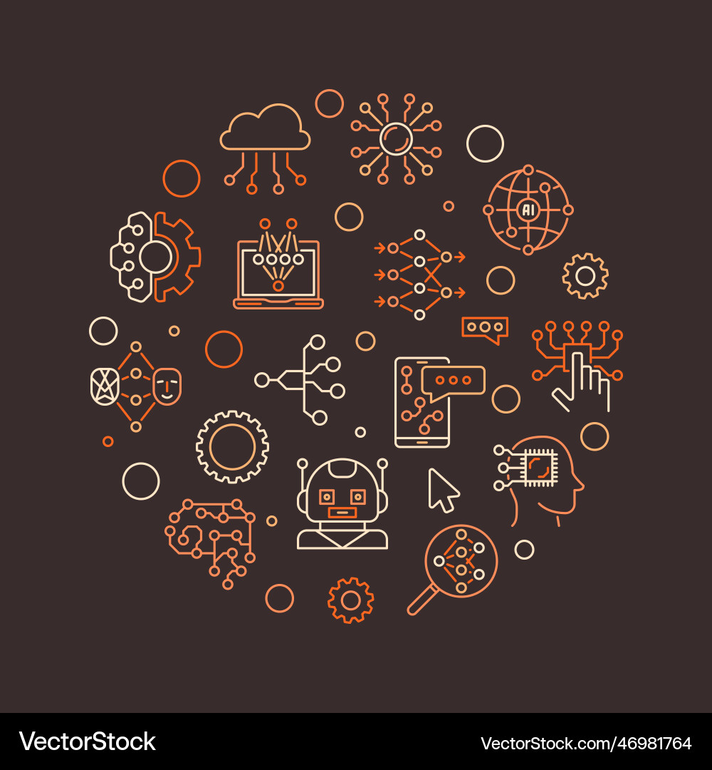 Artificial intelligence and neural network Artificial intelligence and neural network vector image