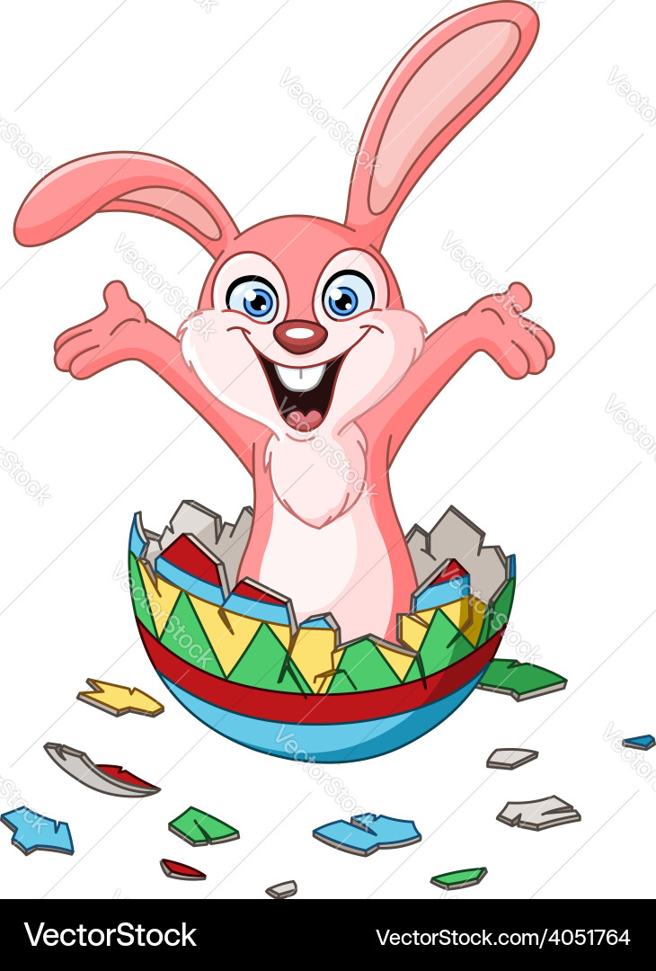 Bunny hatching from easter egg Royalty Free Vector Image