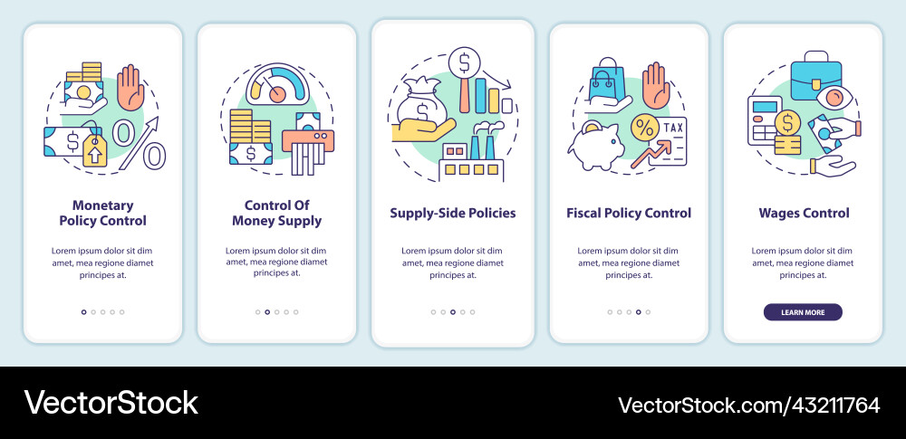 Controlling inflation onboarding mobile app screen Controlling inflation onboarding mobile app screen Vector Image
