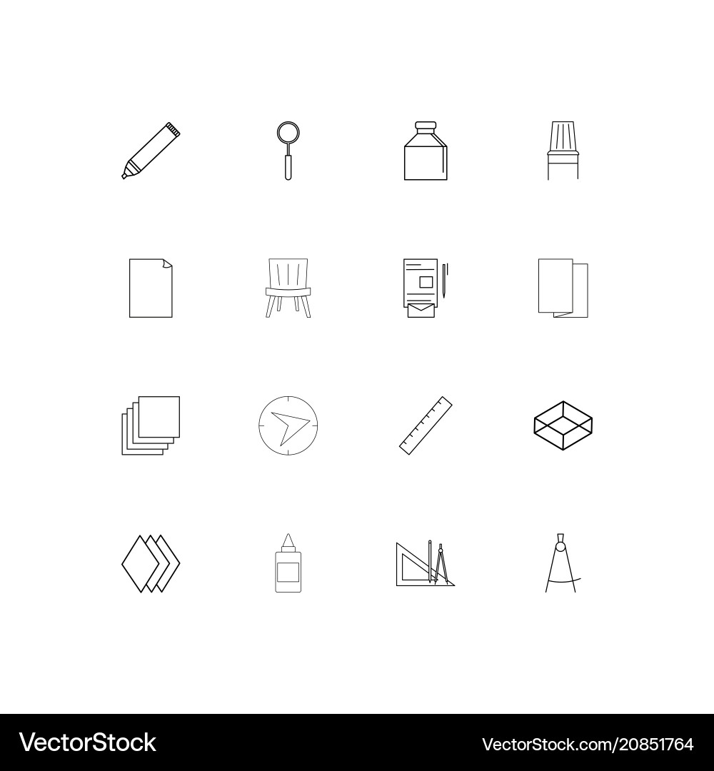Creative process and design linear thin icons set vector image