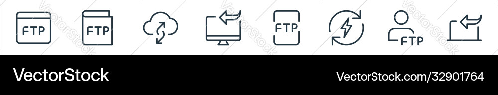 Data transfer line icons linear set quality Data transfer line icons linear set quality vector image