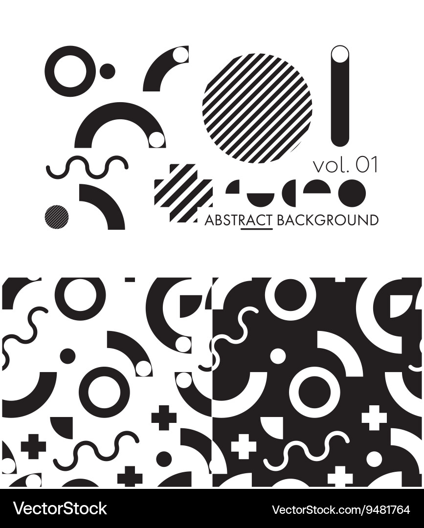 Geometric elements seamless patterns vector image