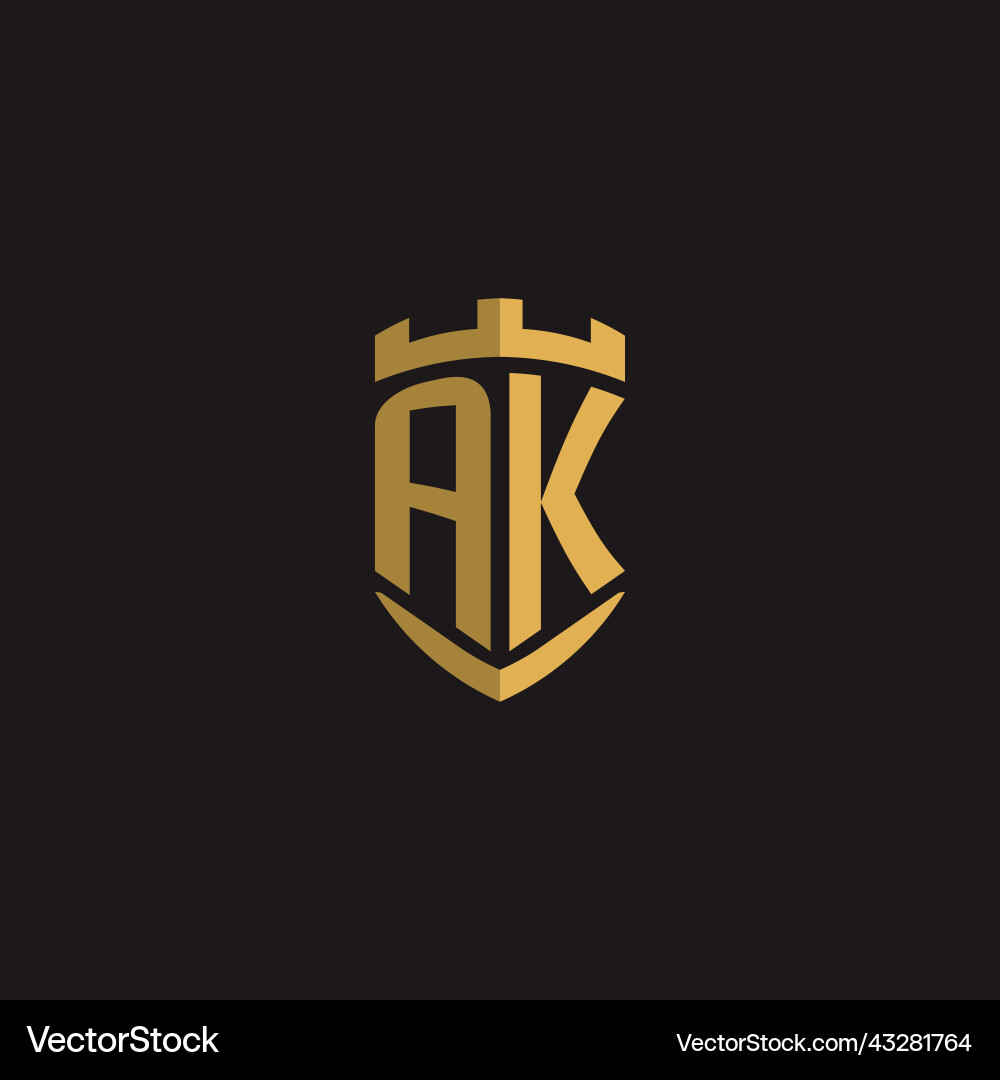 Initials ak logo monogram with shield style design vector image
