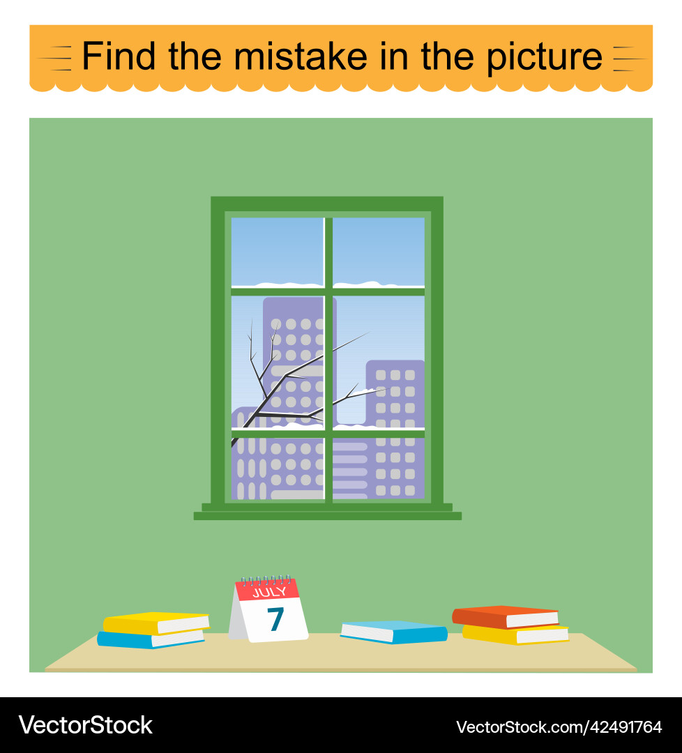 Logic game find the mistake in picture Logic game find the mistake in picture Vector Image