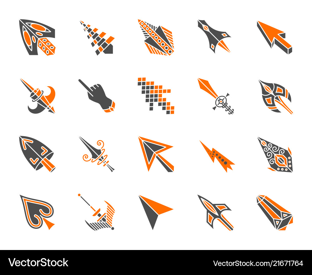Mouse cursor simple color flat icons set Mouse cursor simple color flat icons set vector image