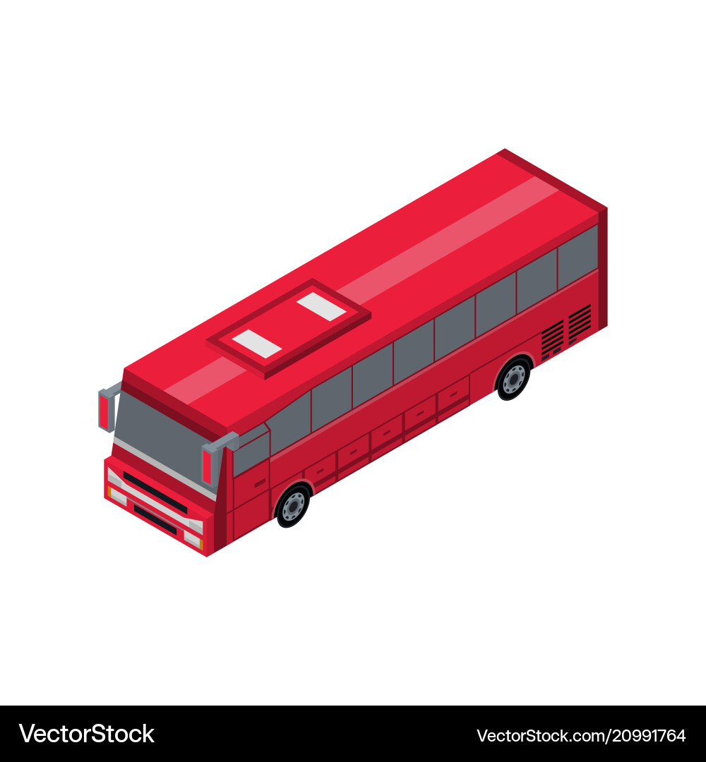 Passenger red bus isometric 3d element vector image