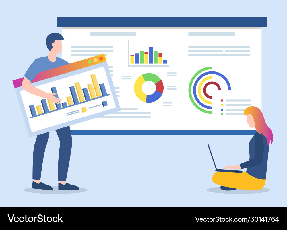 People working on data analysis and analytics People working on data analysis and analytics vector image
