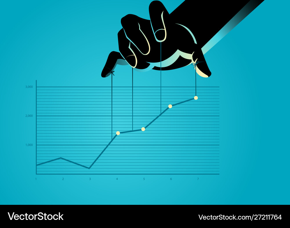 Puppet master controlling graphic chart Puppet master controlling graphic chart vector image