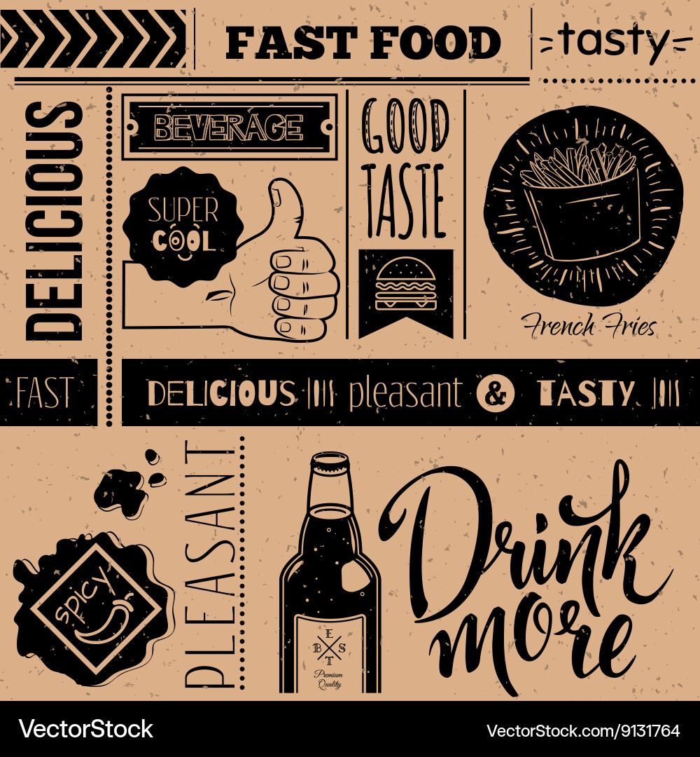 Seamless pattern with fast food symbols Vector Image
