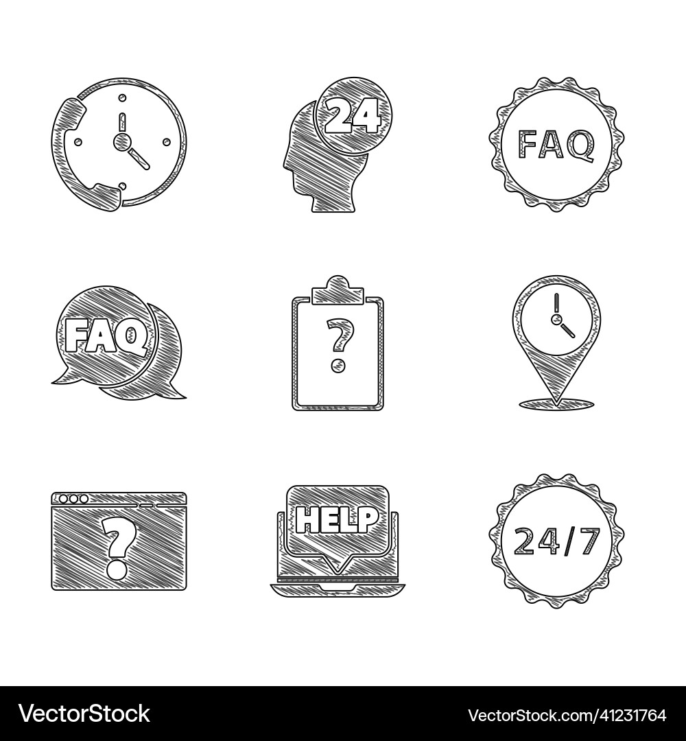 Set clipboard with question marks laptop and help Set clipboard with question marks laptop and help vector image