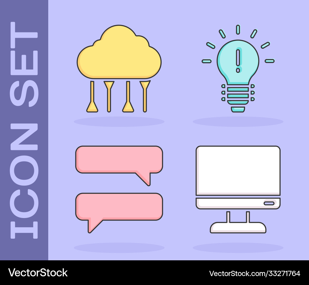 Set computer monitor screen network cloud Set computer monitor screen network cloud vector image