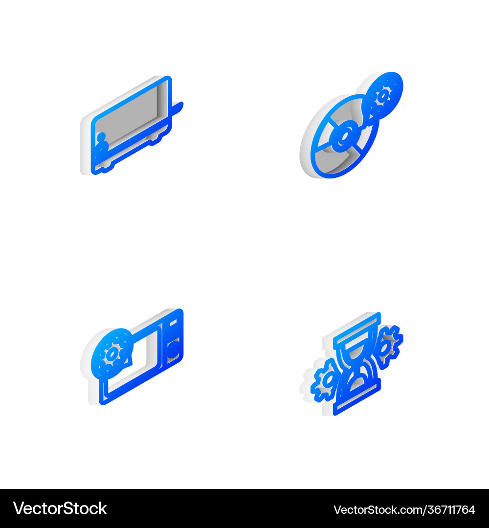 Set isometric line cd or dvd disk setting toaster Set isometric line cd or dvd disk setting toaster vector image