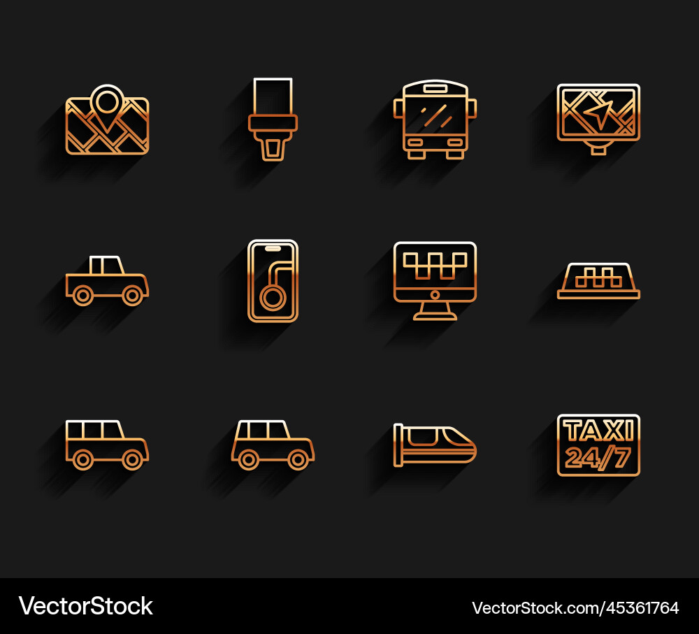 Set line car gps device with map high-speed Set line car gps device with map high-speed vector image