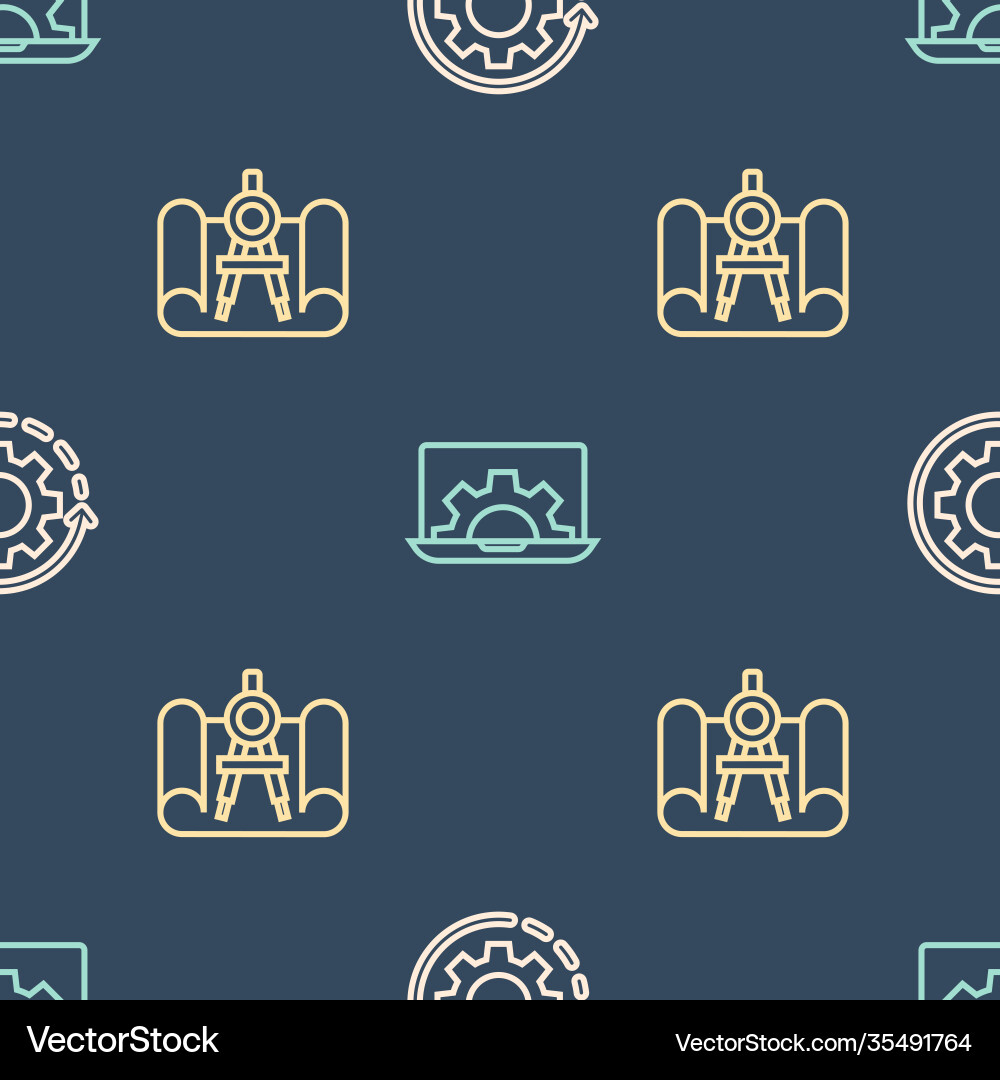 Set line gear and arrows as workflow graphing Set line gear and arrows as workflow graphing vector image