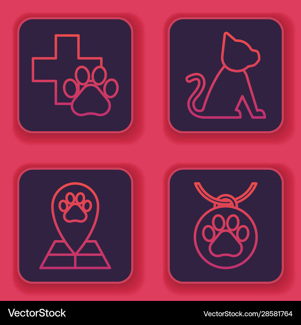 Set line veterinary clinic symbol map pointer Set line veterinary clinic symbol map pointer Vector Image