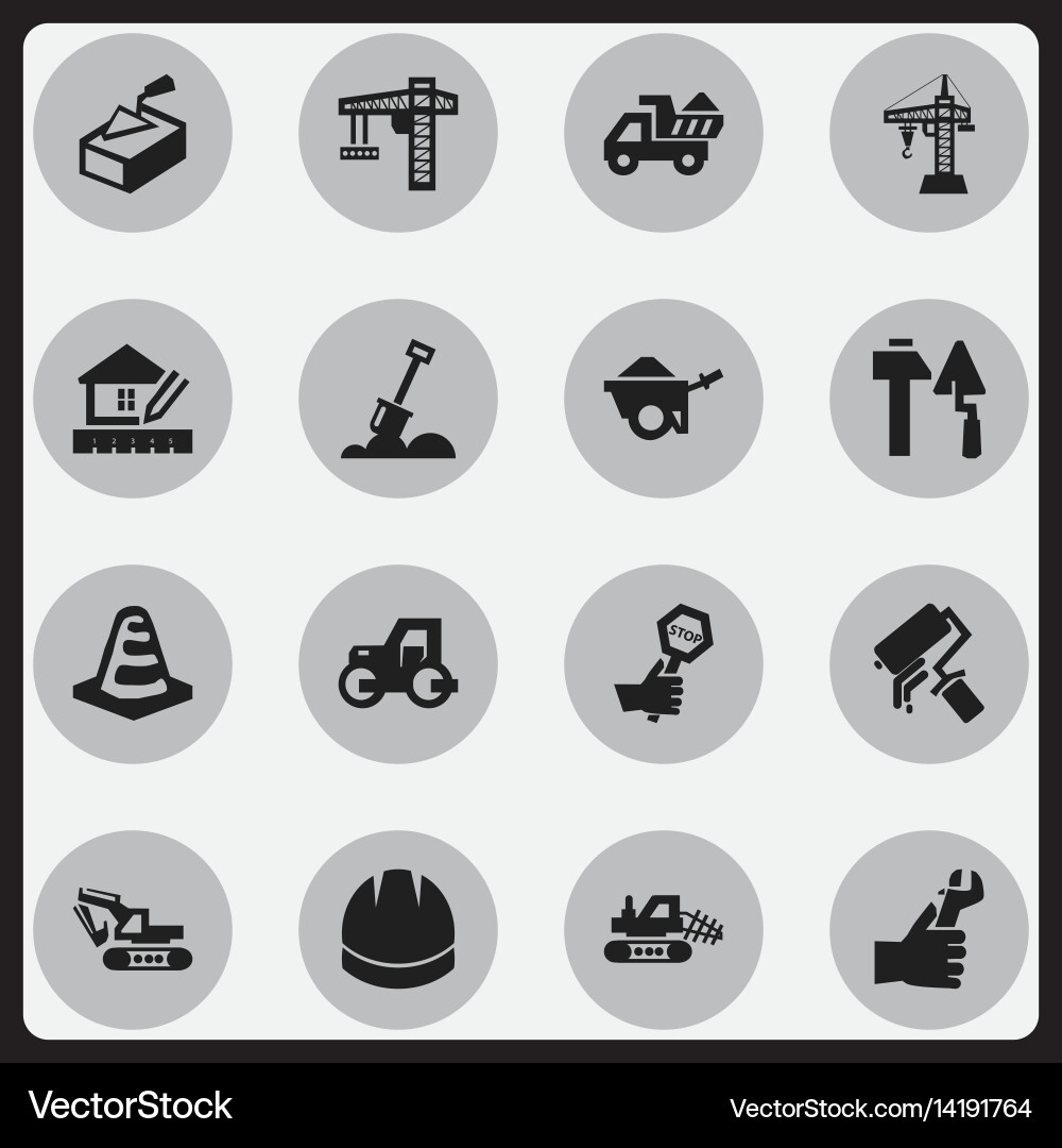 Set of 16 editable building icons includes vector image