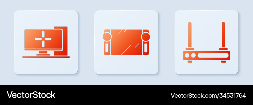 Set portable video game console computer monitor Set portable video game console computer monitor vector image