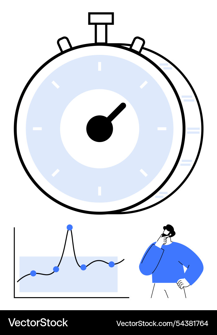 Time management concept with stopwatch graph Time management concept with stopwatch graph vector image