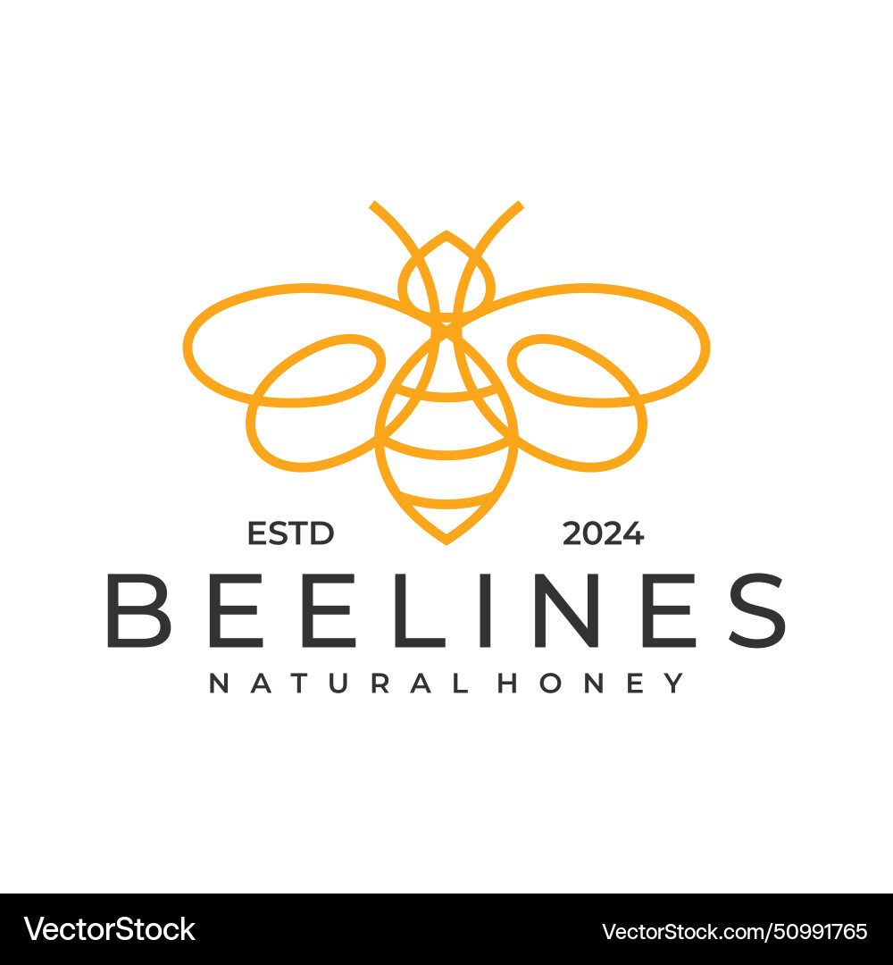 Abstract bee logo with continuous line style Vector Image