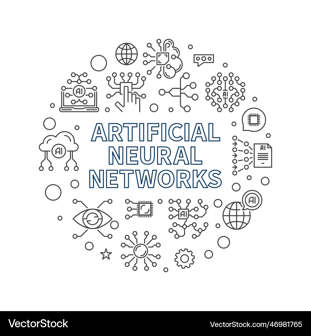 Artificial neural networks concept line circle vector image